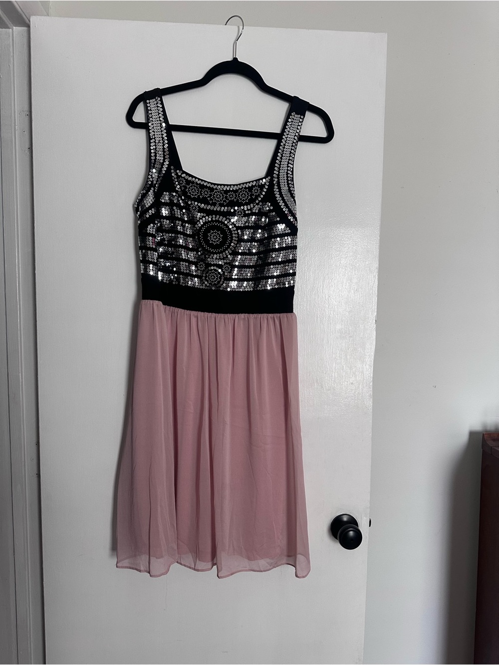 Sequin Black & Pink Midi Dress